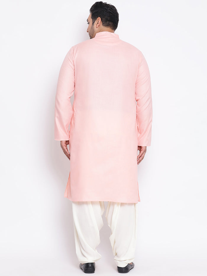 Men's Light Pink Kurta Patiyala Set