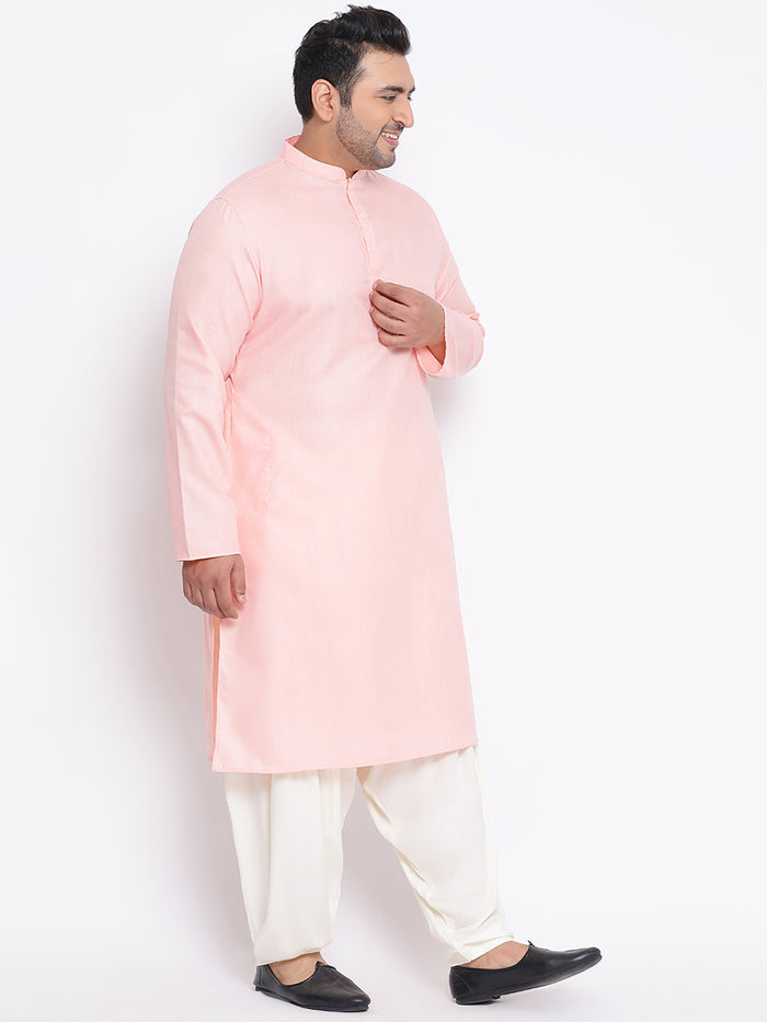 Men's Light Pink Kurta Patiyala Set