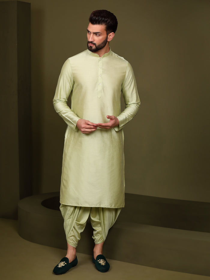 Men's Mustard Indowestern Set With Kurta and Dhoti