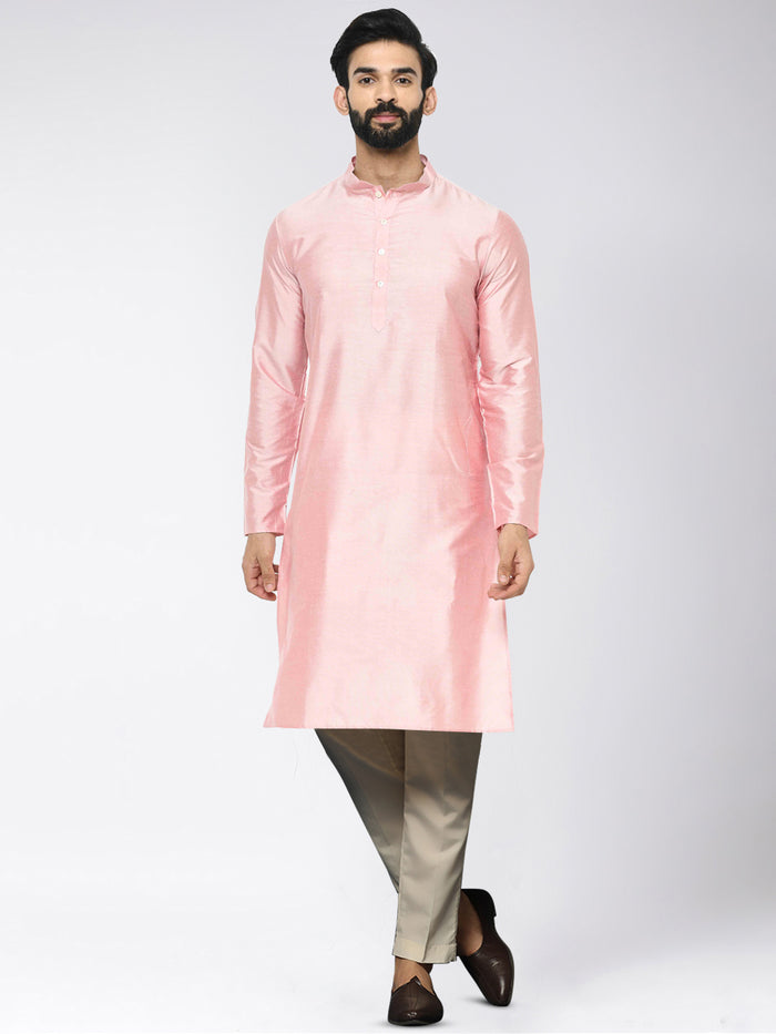 Men's Pink Kurta Trousers Set