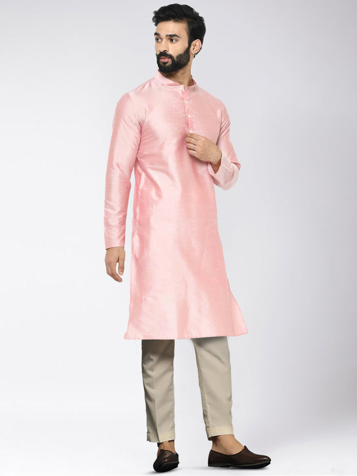 Men's Pink Kurta Trousers Set