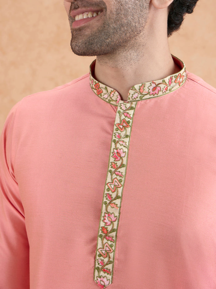 Men's Pink Kurta Trousers Set