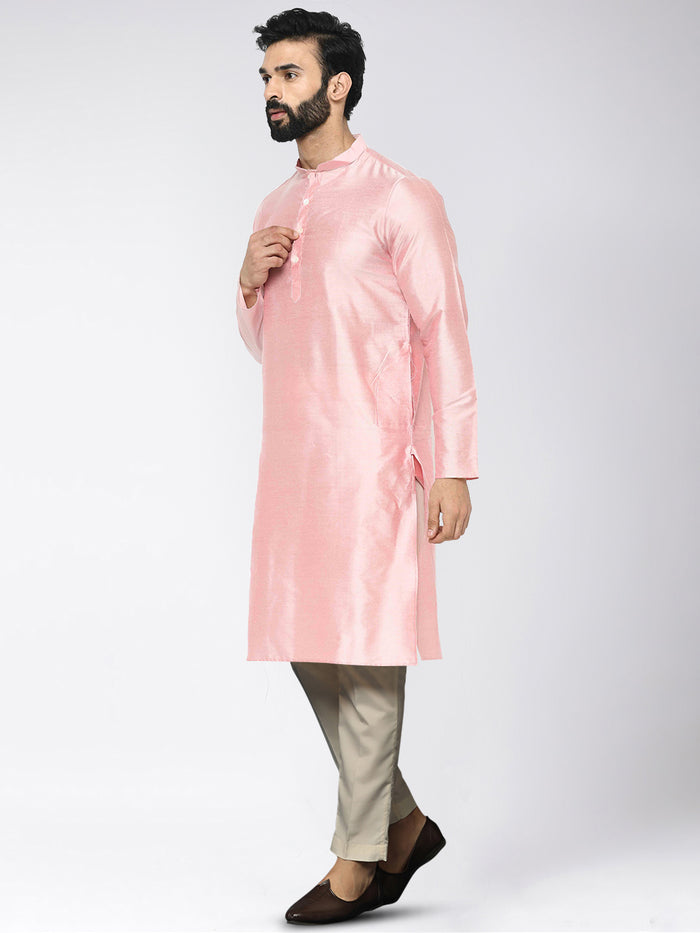 Men's Pink Kurta Trousers Set
