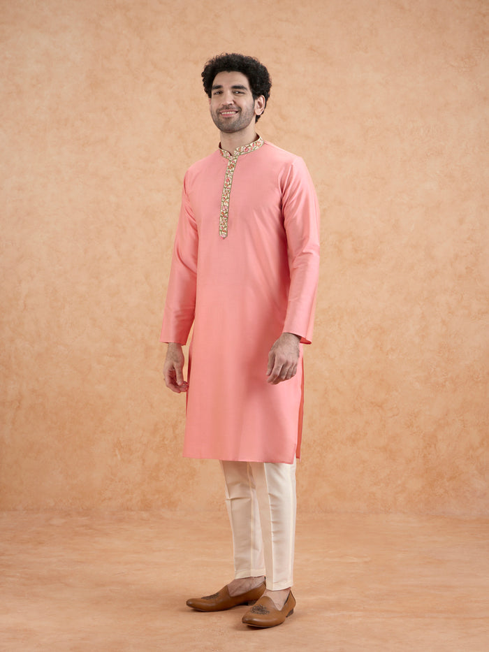 Men's Pink Kurta Trousers Set