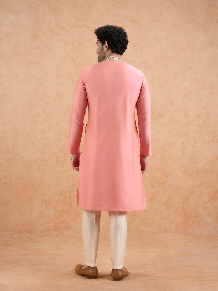 Men's Pink Kurta Trousers Set