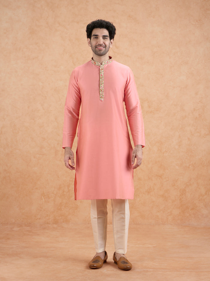 Men's Pink Kurta Trousers Set