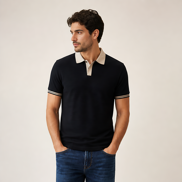Men's Regular Fit Polo Neck T-shirt - Black