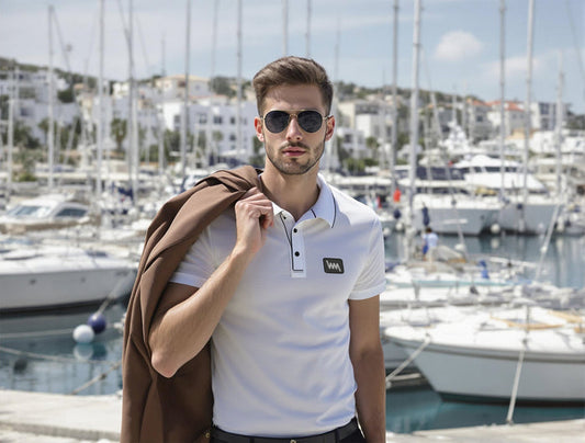 MEN'S  RELAXED FIT POLO T-SHIRT-WHITE