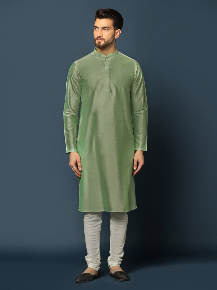 Men's Teal Kurta Jacket Churidar Set