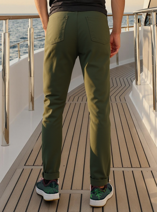 MEN'S TRAVEL PANTS SLIM FIT- OLIVE