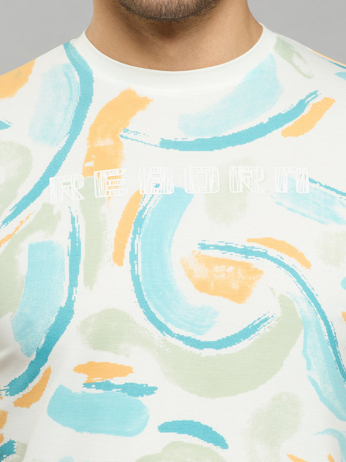 Men's White Printed Slim Fit T-Shirts