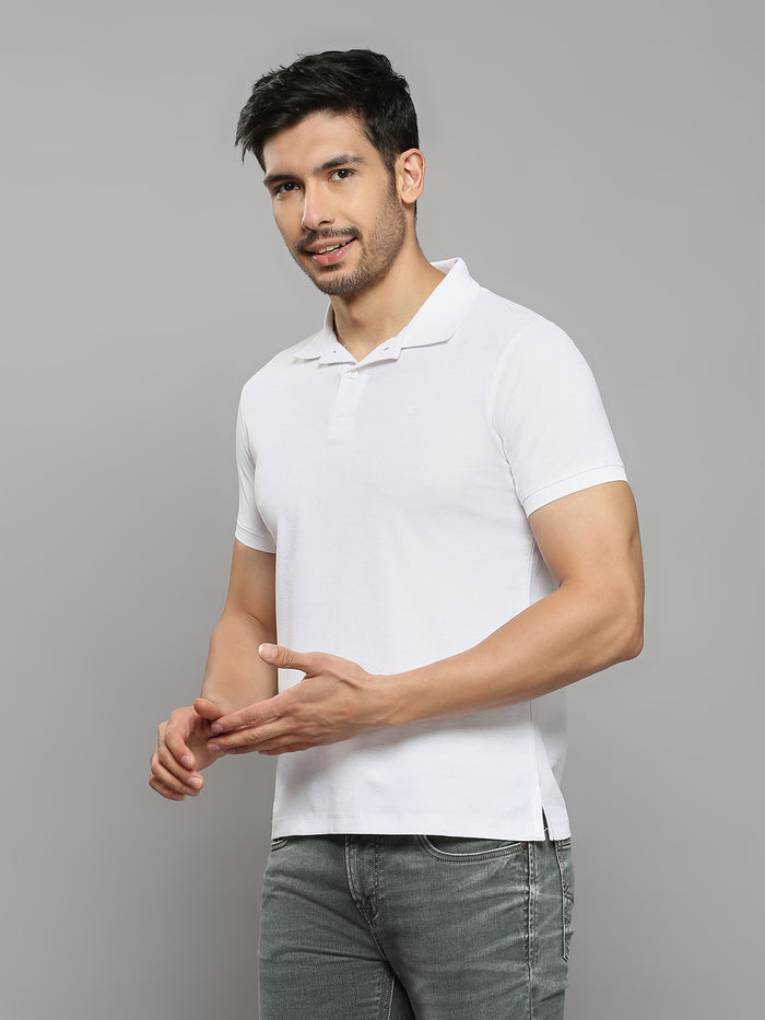Men's White Solid Slim Fit T-Shirts