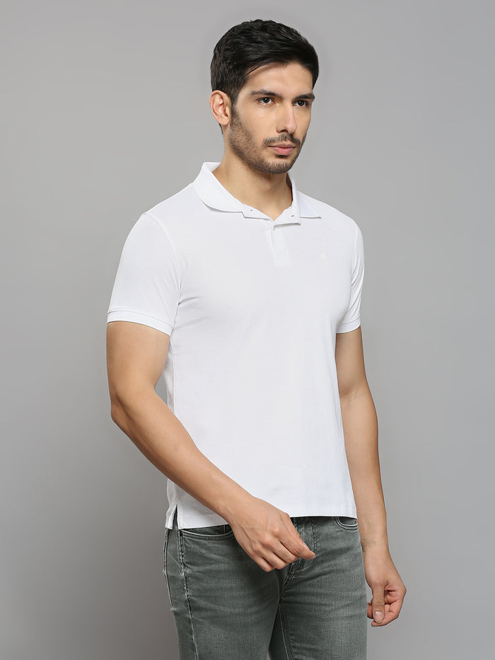 Men's White Solid Slim Fit T-Shirts