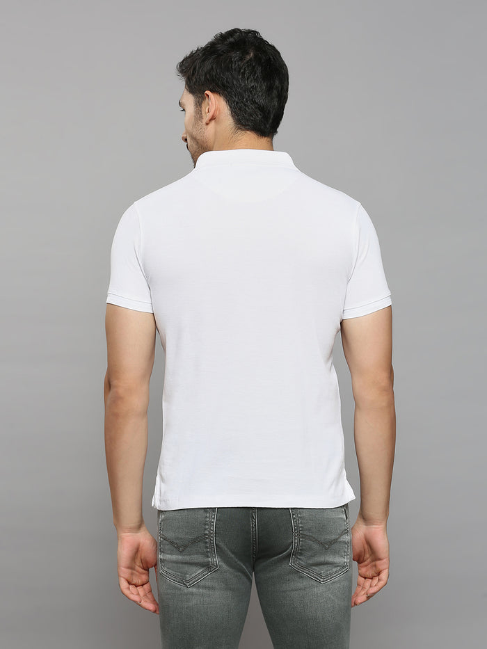 Men's White Solid Slim Fit T-Shirts