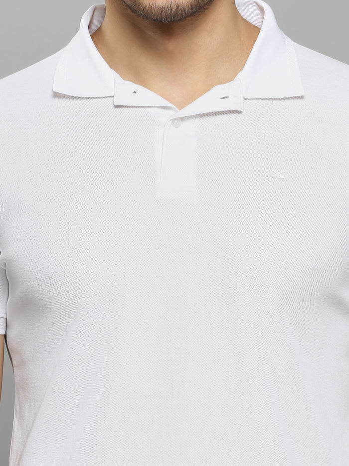 Men's White Solid Slim Fit T-Shirts