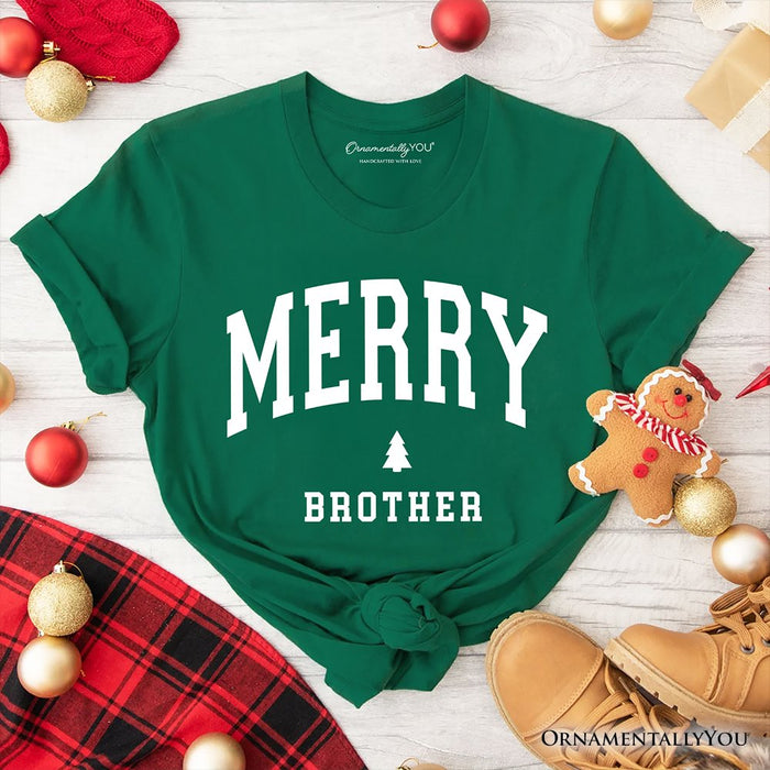 Merry Brother Retro Christmas T-Shirt, Matching Family Holiday Tee T-Shirts OrnamentallyYou Evergreen XS
