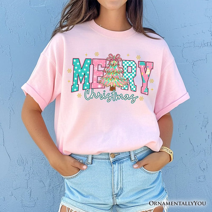 Merry Christmas Coquette Tree T-Shirt, Preppy Retro Holiday Gift Tee T-Shirts OrnamentallyYou
