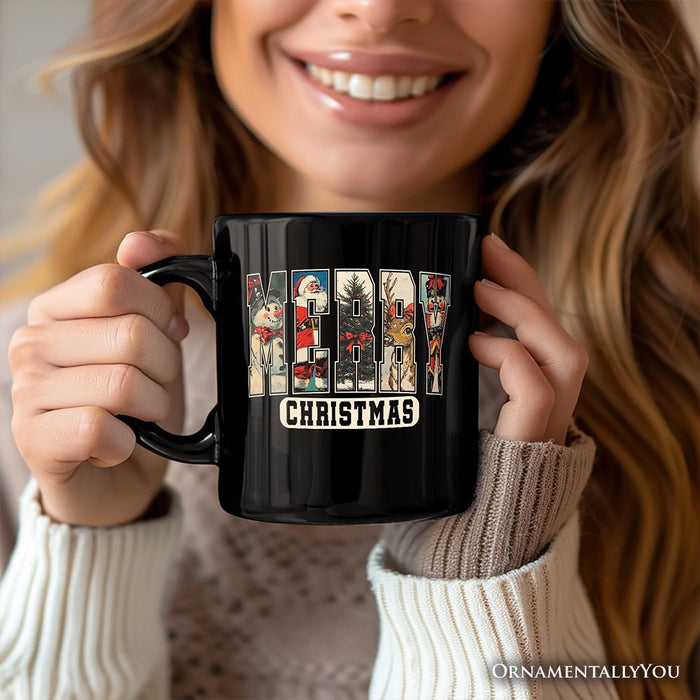 Merry Christmas Vintage Personalized Mug, Santa Tree Reindeer Snowman Nutcracker Gift with Custom Name Personalized Ceramic Mug OrnamentallyYou