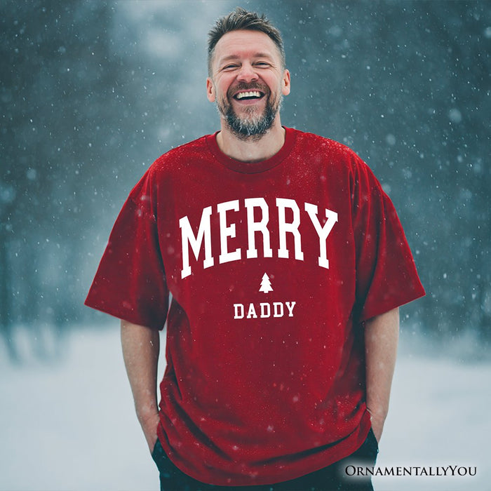 Merry Daddy Retro Christmas T-Shirt, Matching Family Holiday Tee T-Shirts OrnamentallyYou