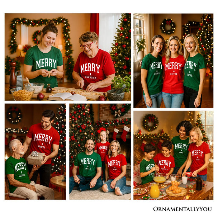 Merry Daddy Retro Christmas T-Shirt, Matching Family Holiday Tee T-Shirts OrnamentallyYou