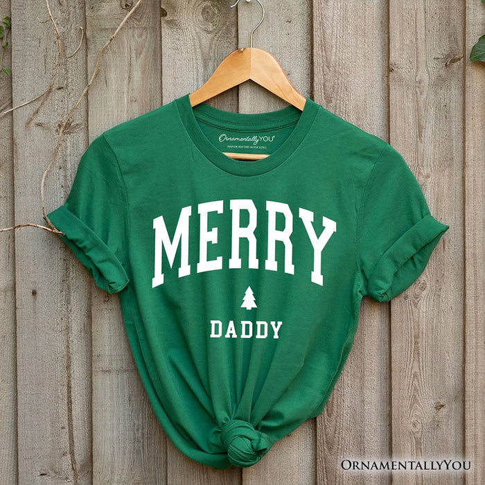 Merry Daddy Retro Christmas T-Shirt, Matching Family Holiday Tee T-Shirts OrnamentallyYou Evergreen XS