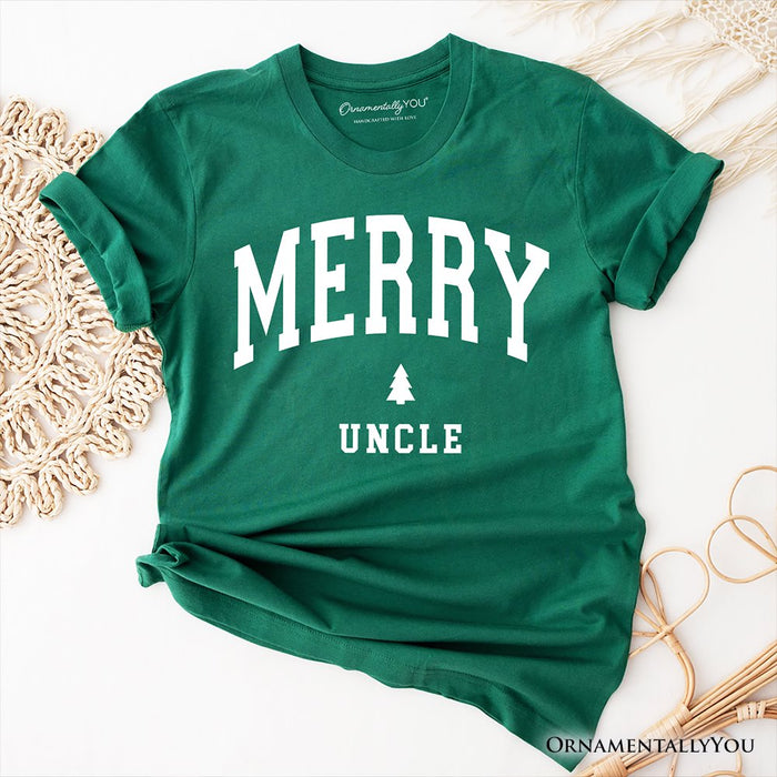 Merry Uncle Retro Christmas T-Shirt, Matching Family Holiday Tee T-Shirts OrnamentallyYou Evergreen XS