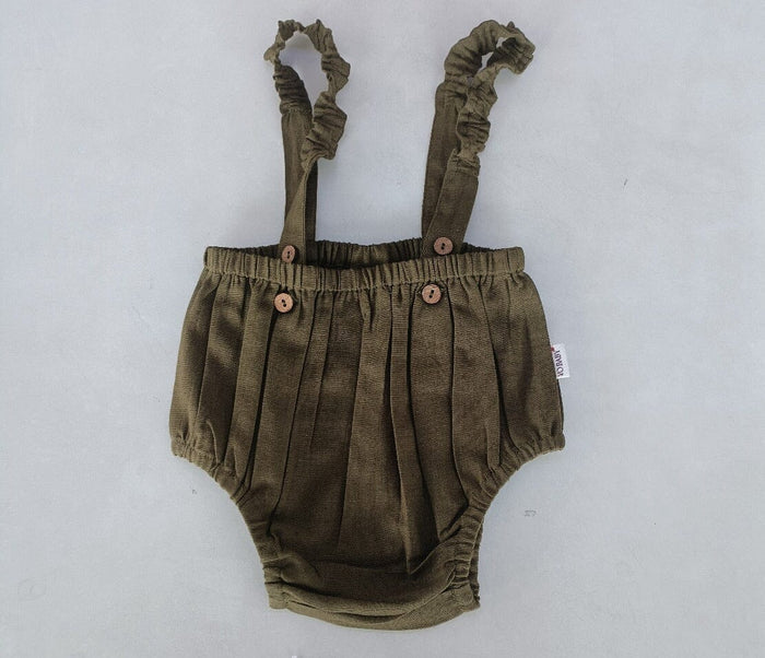 Military-Green Color Suspender Shorts-Style Diaper Cover Yo Baby India