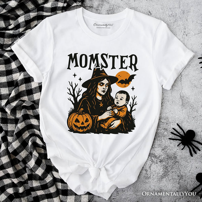 Momster T-Shirt for Spooky Season, Witchy Halloween Tee for Moms T-Shirts OrnamentallyYou White XS