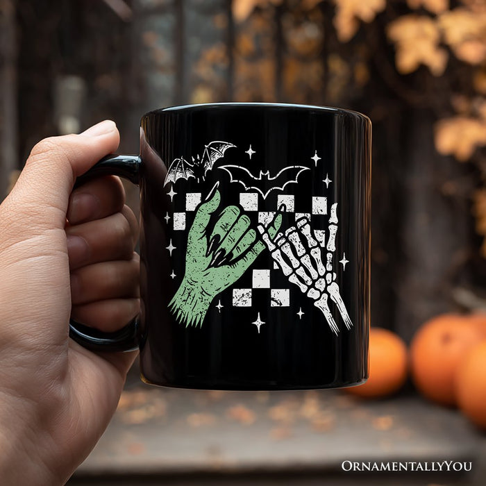 Monster Skeleton Pinky Promise Personalized Mug, Funny Spooky Halloween Mug Personalized Ceramic Mug OrnamentallyYou