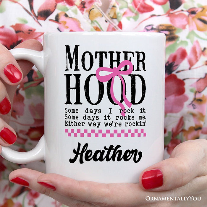 Motherhood Personalized Mug, Mom Gift With Custom Name Personalized Ceramic Mug OrnamentallyYou