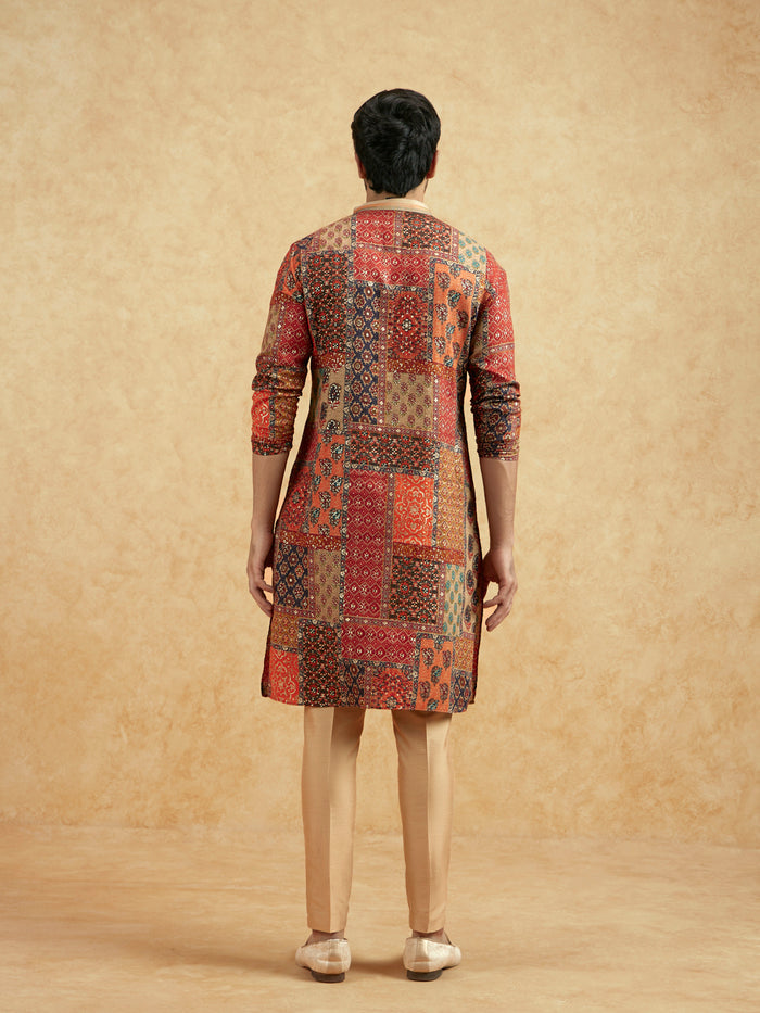 Multicolour Art Silk Printed Long Kurta