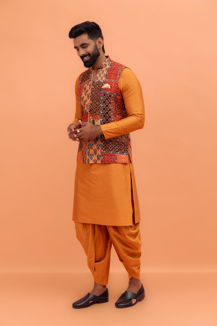 Multicolour Printed Nehru Jacket