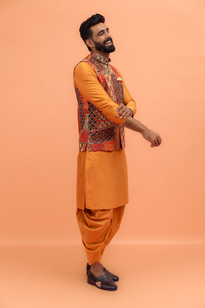 Multicolour Printed Nehru Jacket