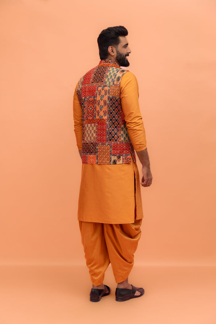 Multicolour Printed Nehru Jacket