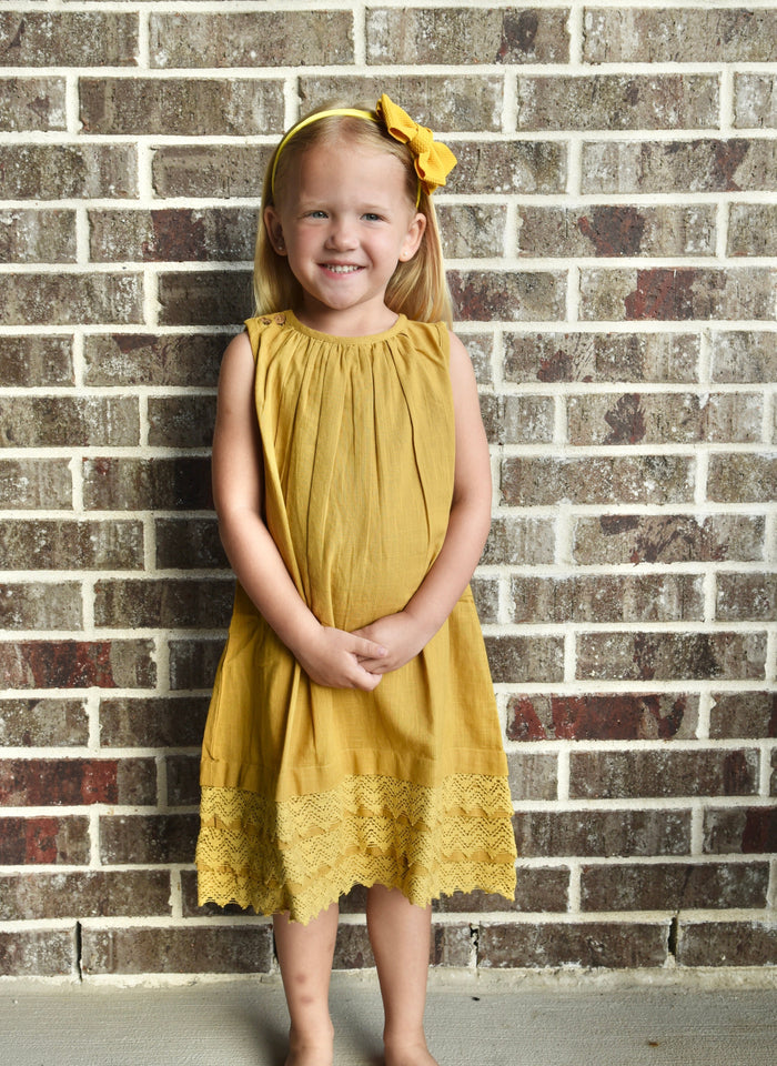 Mustard Lace Detail Shift Dress Dress Yo Baby Wholesale