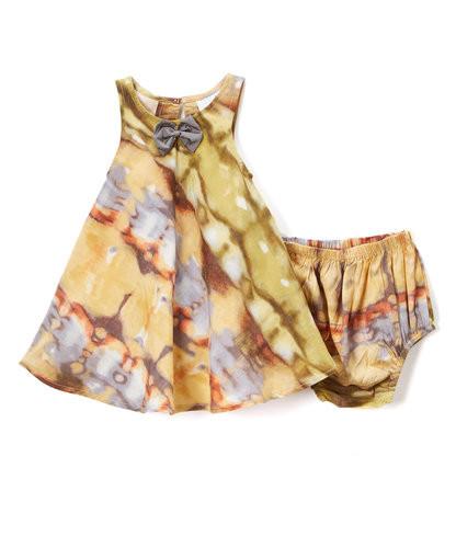 Mustard Yellow Tie and Dye Inspired Infant Dress Dress Yo Baby Wholesale