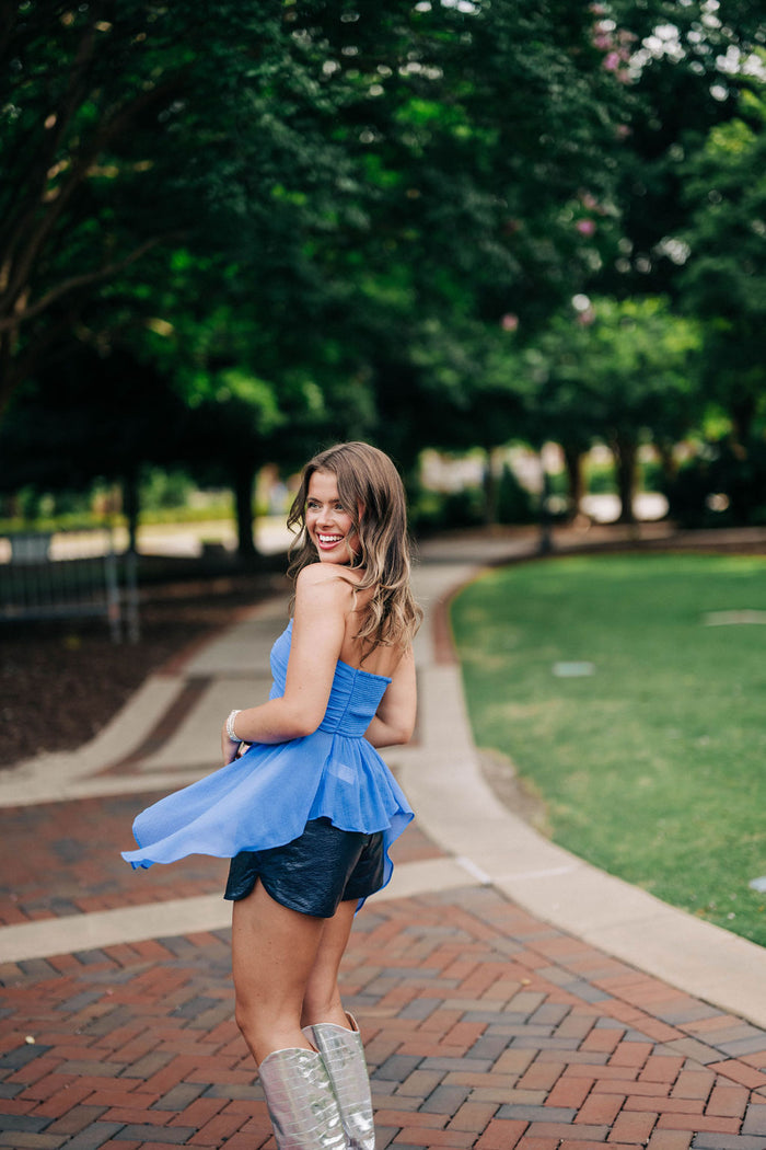 Naeva Ruffle Top - Mazarine FREE PEOPLE
