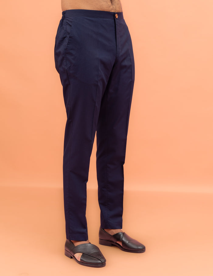 Navy Blue Silk Embellished Nehru Jacket Kurta Set