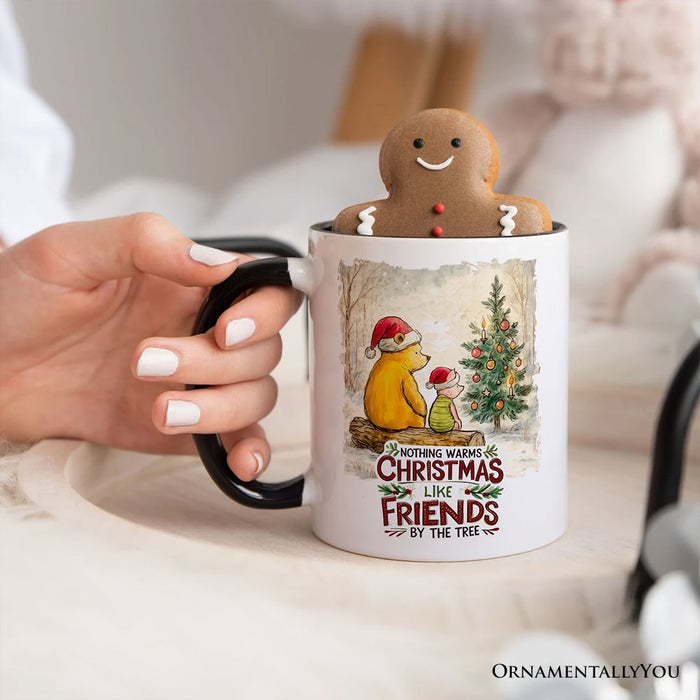 Nothing Warms Christmas Like Friends Winnie-the-Pooh Personalized Mug, 1926 A.A. Milne Holiday Gift with Custom Name Personalized Ceramic Mug OrnamentallyYou