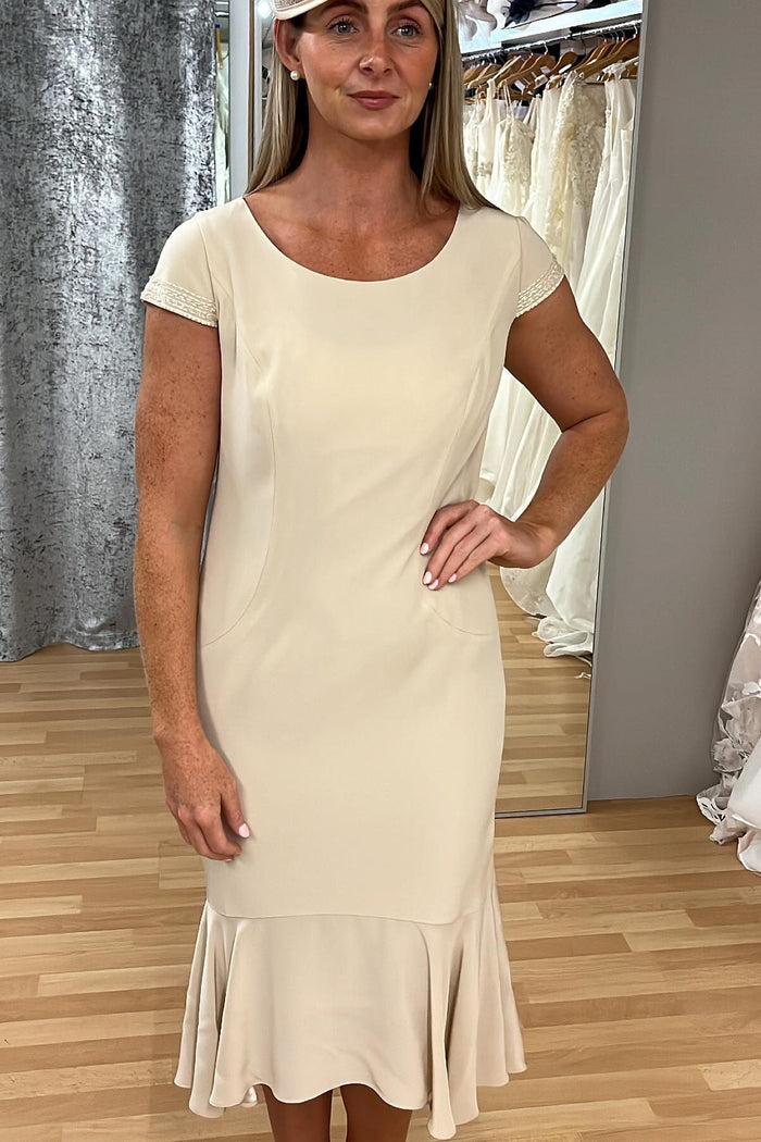 Nude Cap Sleeve Mermaid Mother of the Bride Dress with Cape