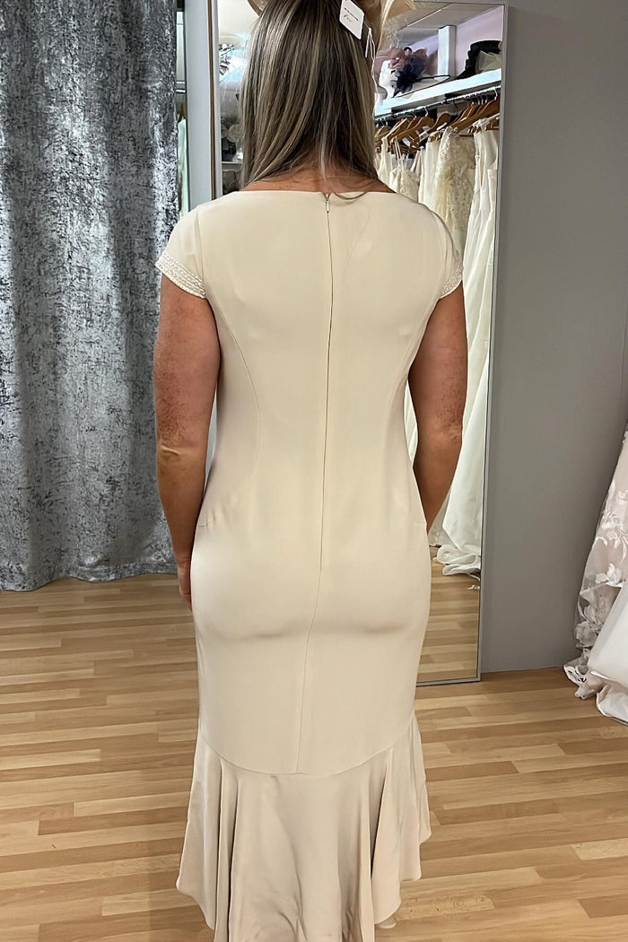 Nude Cap Sleeve Mermaid Mother of the Bride Dress with Cape