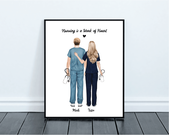 Nurse Group Print, Custom Nursing Appreciation Gift, Mixed Group . Personalized Digital Portrait Print - Scrap Bits