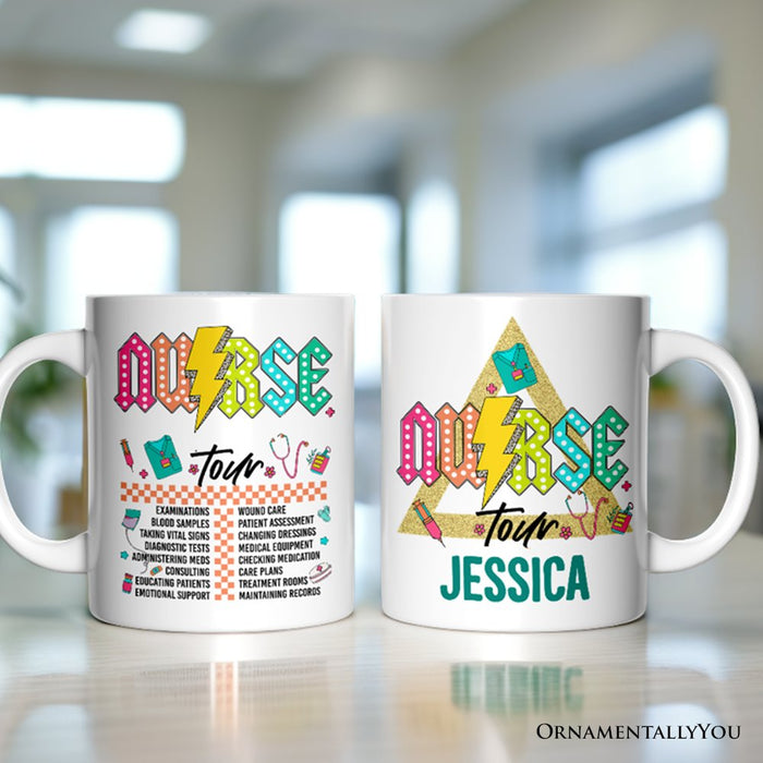 Nurse Life Tour Personalized Mug, Medical Worker Custom Gift with Name Personalized Ceramic Mug OrnamentallyYou 12oz Mug Customized