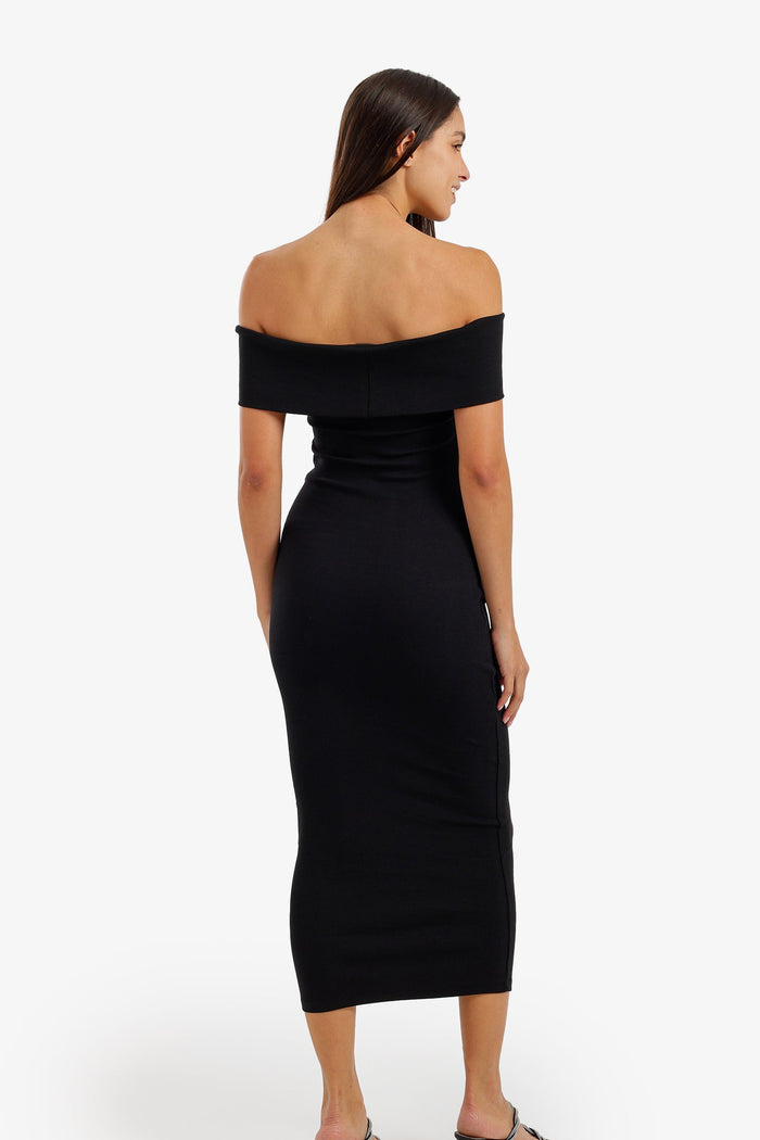 Off-Shoulder Ribbed Dress