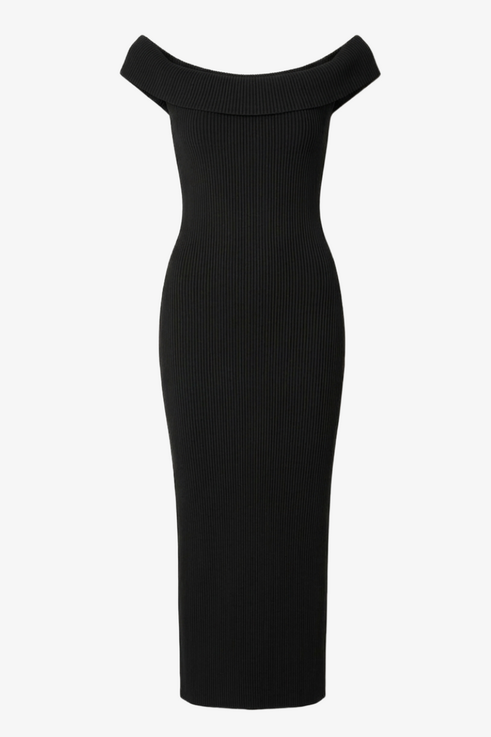 Off-Shoulder Ribbed Dress