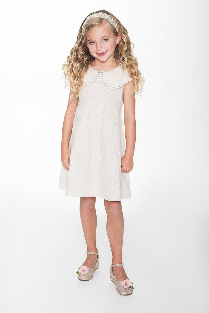 Off White Big Peter-pan Collar with Lace Details Dress Dress Yo Baby Wholesale