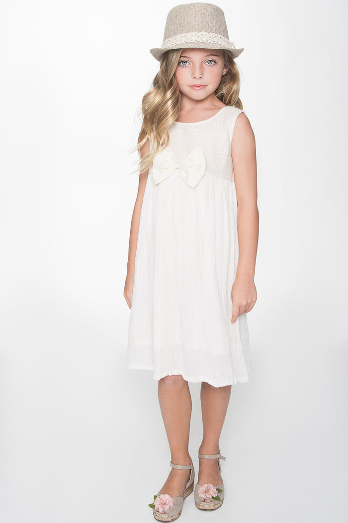 Off-white Bow Dress Dress Yo Baby Wholesale