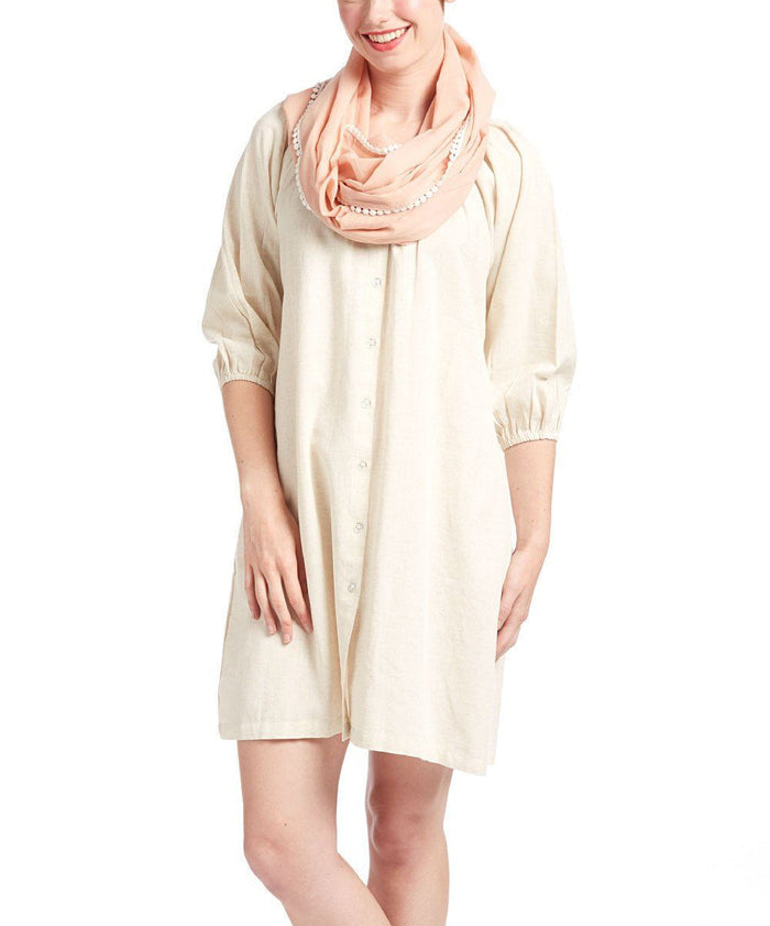 Off-white Dress With Blush Infinity Scarf 2-pc set Shirt-Dress Yo Baby Wholesale