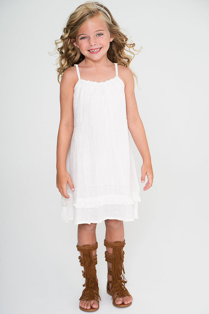 Off-white Flower Lace Detail Strap Dress Dress Yo Baby Wholesale