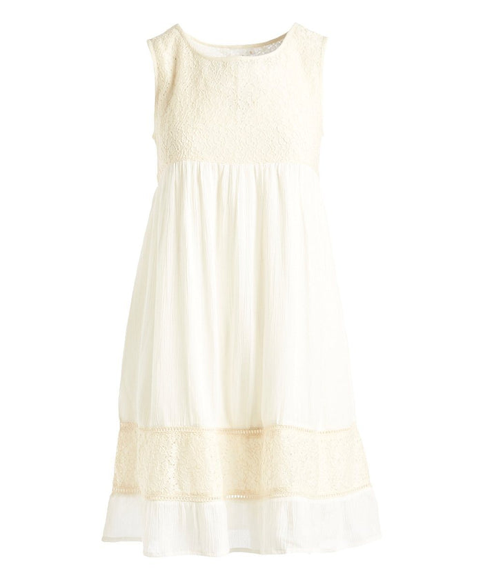 Off-White Lace Empire-Waist Dress Shirt-Dress Yo Baby Wholesale